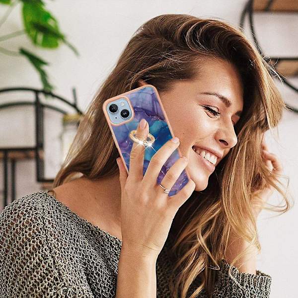 Marble IMD TPU- case för iPhone 15 Plus Purple