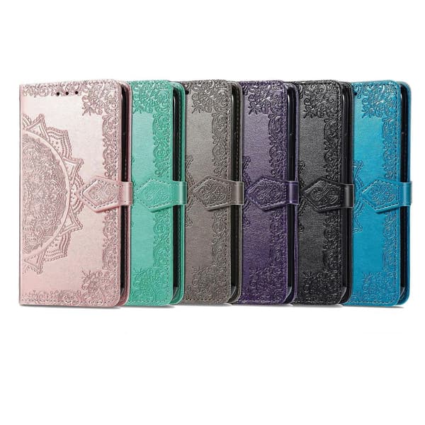 Mandala FlowerLeather phone case för iPhone 15 Pro Black