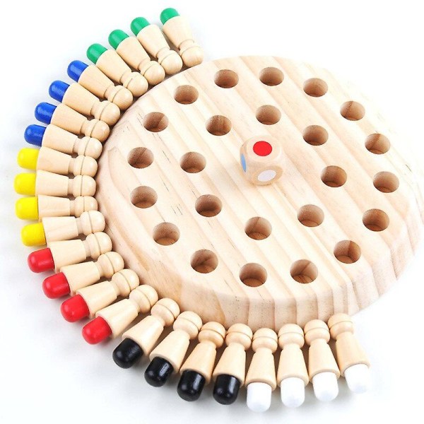 Barn Trä Memory Match Stick Schack Kul färgspelbräde Pussel Pedagogisk leksak Kognitiv förmåga as shows none