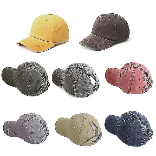 Hästsvans Baseball Cap Dam Semester Snapback Hat Tvättad bomull Comfort Spring