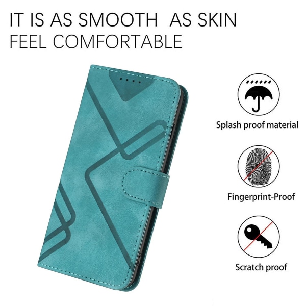 Line Pattern PU case för iPhone 15 Pro Light blue