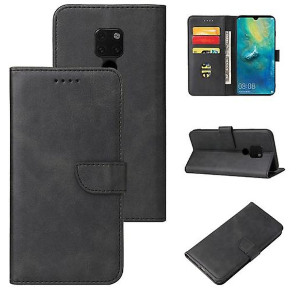 För Huawei Mate 20 Calf Texture Spänne Horizontal Flip Läder Phone case Black