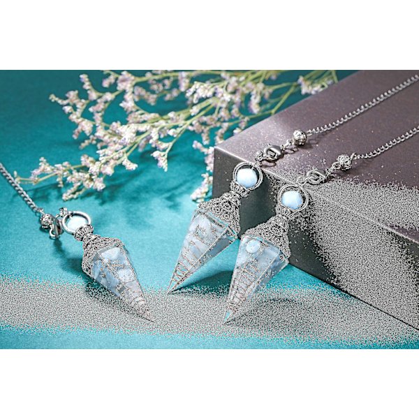 Chakra Crystal Pendel Hexagonal Reiki Healing Crystal Points Ädelsten Dowsing Pendel för spådom Scrying Wicca Aquamarine