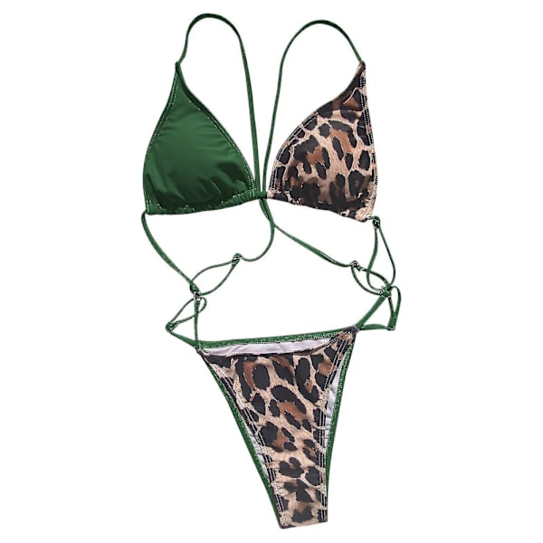Kvinnor Baddräkt i ett stycke Bikini Enfärgad Baddräkt Splicing Baddräkt Kvinnor Green M