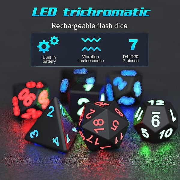 7 st/ set Den elektroniska tärningen Glow Led tärningar Magic Trick Pixels Dnd Board Rollspel Mtg Bordsspel null none