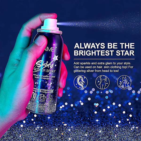 60ml Shiny Glitter Spray Glitter Spray För Hår Kroppskläder Snabbtorkande För Nattklubbsfestscen null none