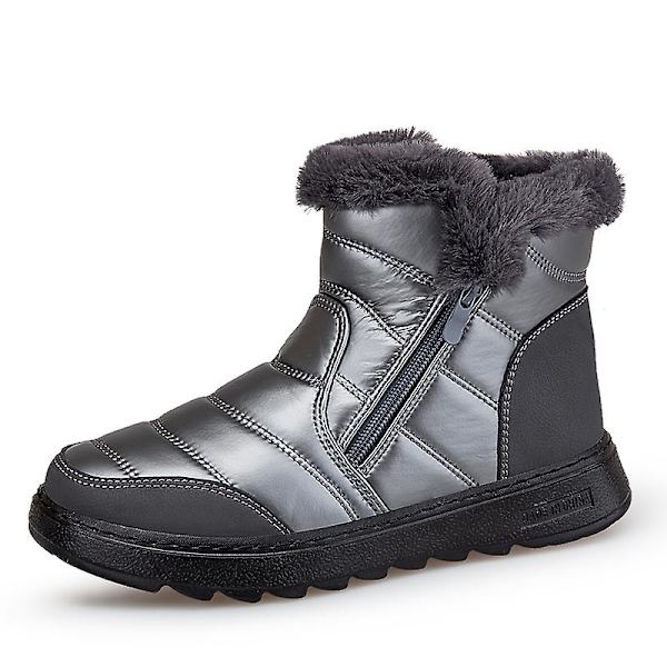 Dam vintersnöskor Vattentåliga skor Anti-halk Casual Lätt vandringskänga Q207 Silver 39