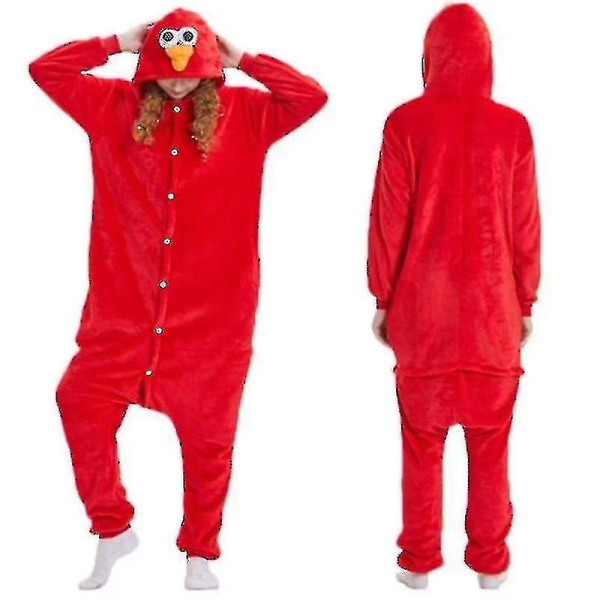 A-unisex vuxen Kigurumi djurkaraktärskostym Onesie Pyjamas Onepiece Big Eyes-Red L