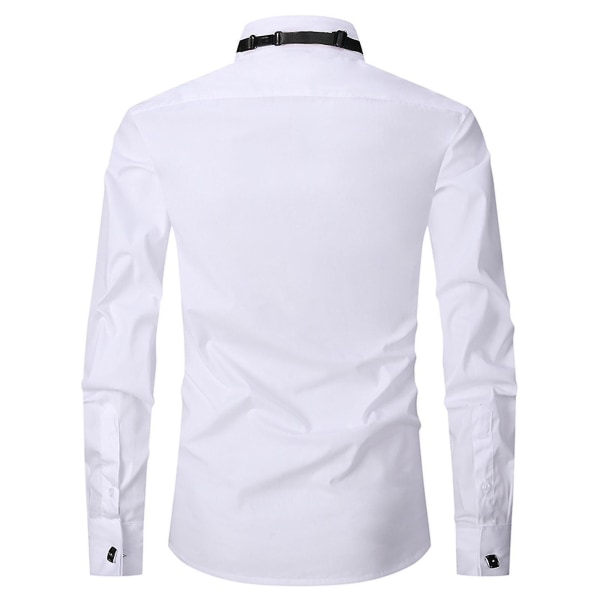 Klänningskjorta Man Smoking Krage Groomsman's Dress Brudgum Bröllopskjorta Man Snabb leverans White XL