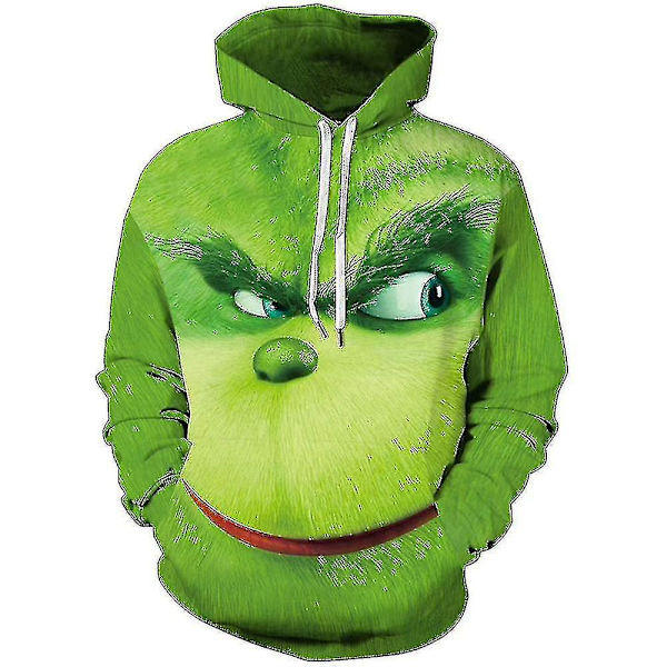 Christmas Unisex The Grinch Novelty Hoodie Långärmad 3d Printing Pullover Sweatshirt Jumper Toppar För Män Kvinnor Vuxen B M