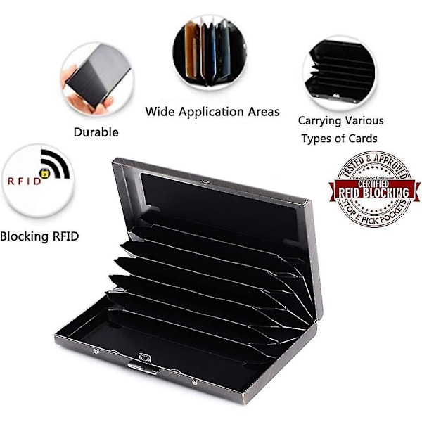 2st Rfid Blocking Wallet - Kreditkortshållare Plånbok för 6 kreditkort Ea null none