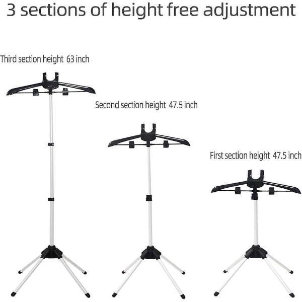 Handhållen plaggsångare - Stående tyghängare för ångbåt, vikbara plaggkläder, torkställning, hängande strykmaskinshängare, S Black