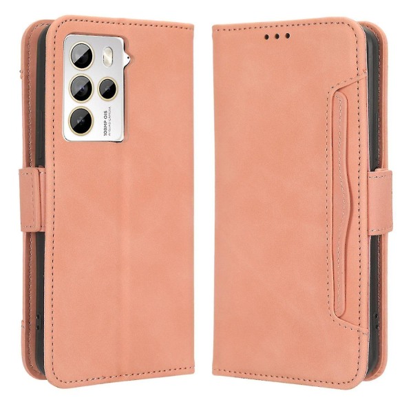 Kompatibel Htc U23 Pro 5g Flera kortplatser Cover Pu Case med stativ Plånbok-k Pink