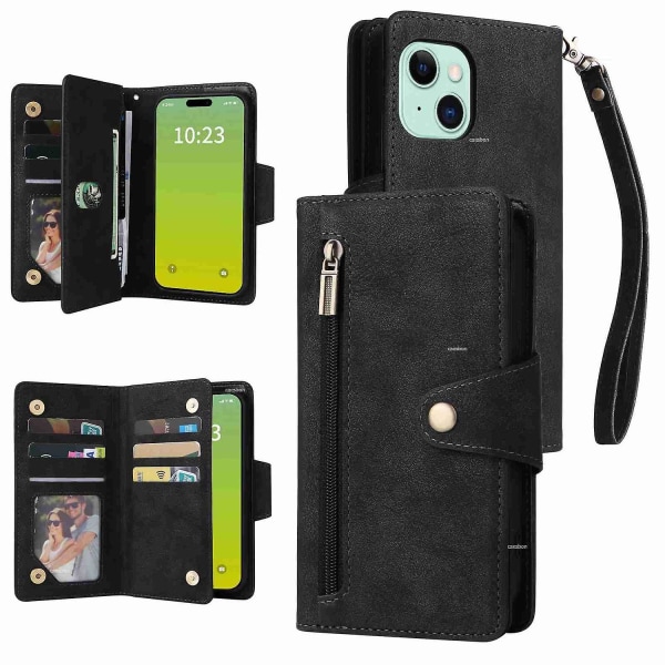 Phone case i läder för iPhone 15 Black