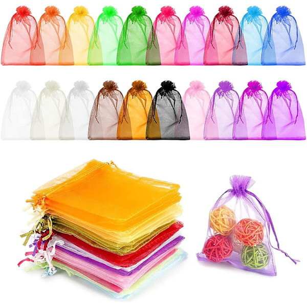 Förpackning med 100 färgade organzapåsar, 9 X 12 cm, organza presentpåse, smyckespåsar, bröllopspåsar, lavendelpåsar, bröllopsföremål null none