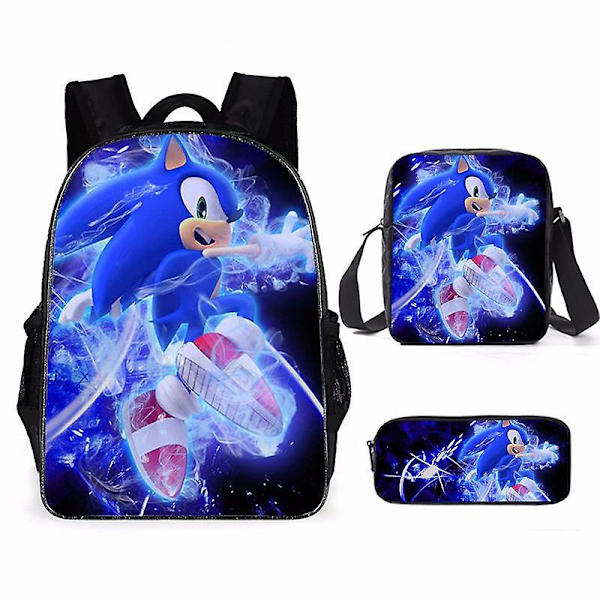 Sonic the Hedgehog skolväska 3st Anime tecknad skolväska