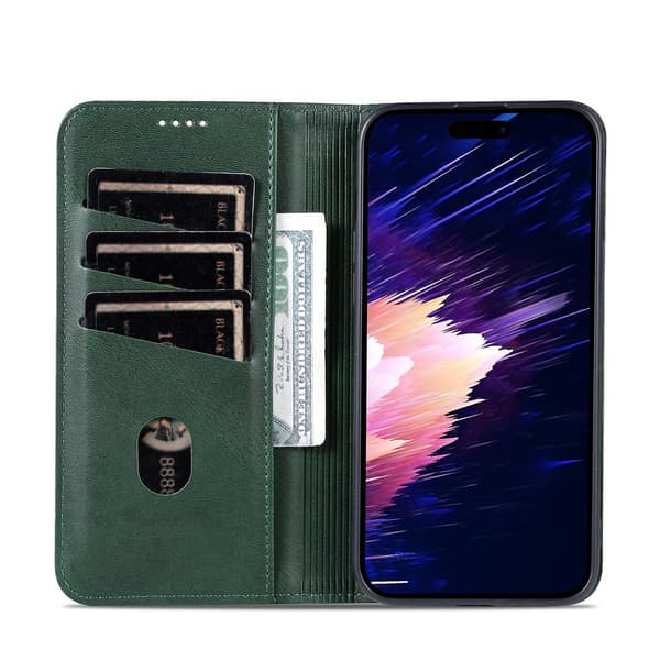 AZNS Calf PU case för iPhone 15 Dark green