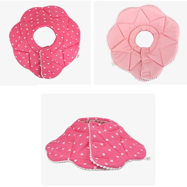 Återställningskrage, Dot Tapered Krage Skydd Bomull Justerbar Mjuk elisabethansk krage (rosa) 1st null none
