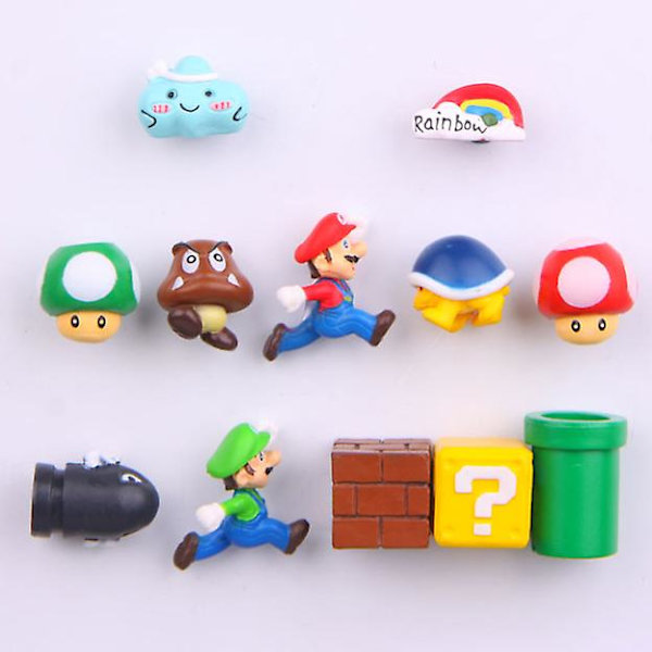 Klassisk 3d Super Mario Kylskåp Stark Kylskåpsmagnet klistermärken dekoration Multicolor 12pcs D