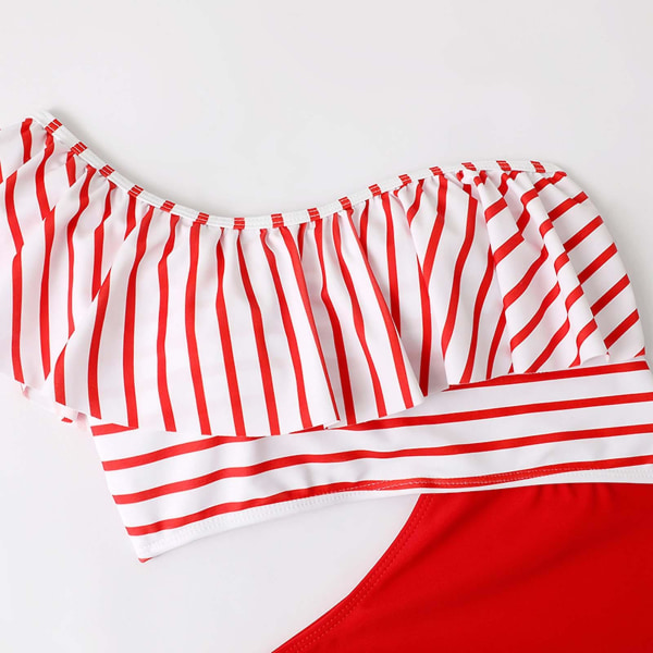 Baddräkt Dam Baddräkter med hög midja för kvinnor Dam Sommar Baddräkt Set Hög midja Sexig rygglös baddräkt Bikini Set Dam Bikini Swims Red S
