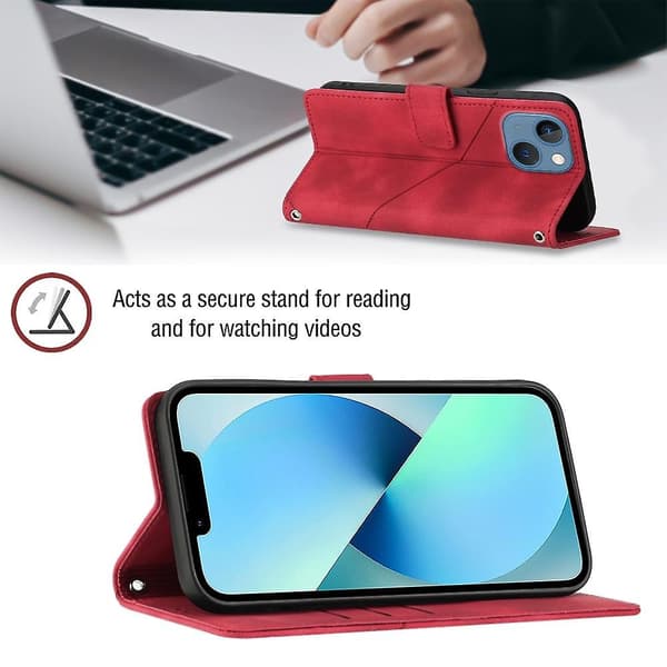 Hudkänsla PU- case för iPhone 15 Red