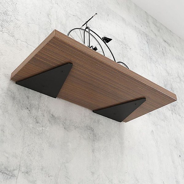 Flytande metall Triangel Hylla Fäste Dold Vägg Hylla Fäste Sovrum Vardagsrum Badrum Gör själv dekorationsfäste 2st (130*140mm, svart) null none