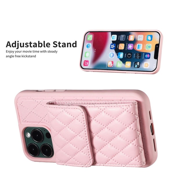 Crossbody case kompatibelt med Iphone 15 Pro Max, Pu-läder stötsäkert cover med Rfid-blockerande korthållare och stöd Pink For iPhone 15 Pro Max