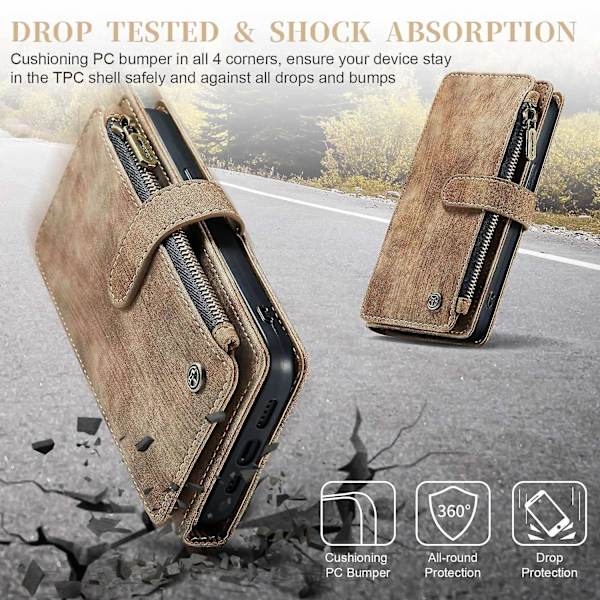 Multifunktionellt case för iPhone 15 Pro Max Brown