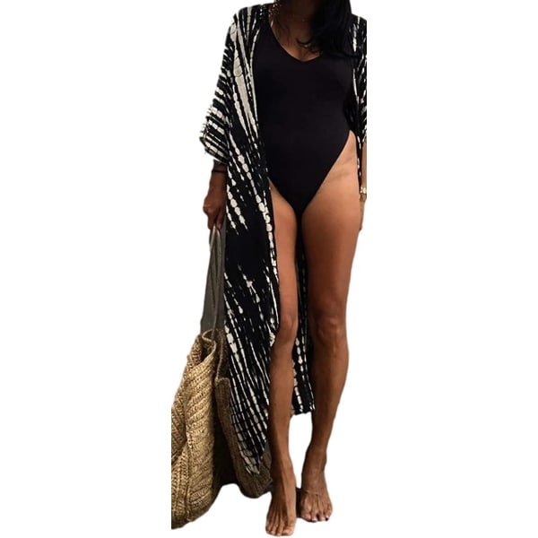 Kvinnor Long Beach Kimono Curve Fåll Lös öppen främre baddräkt cover upp
