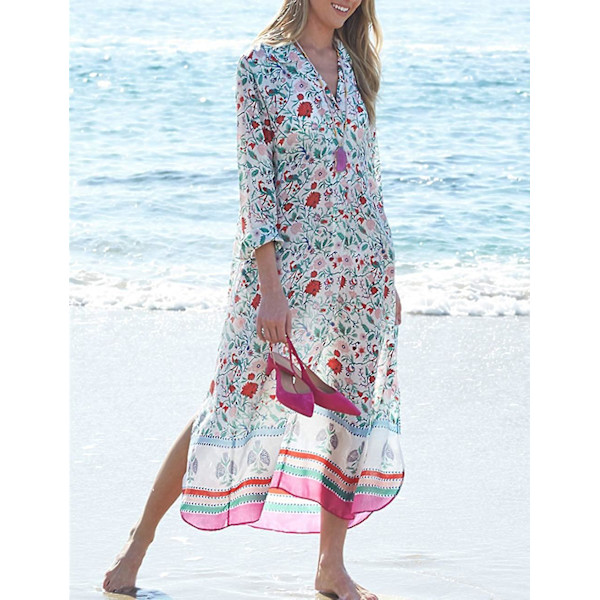 Dambadkläder Turkiska Kaftans Baddräkt Cover Up Kaftan Beach Long Dress