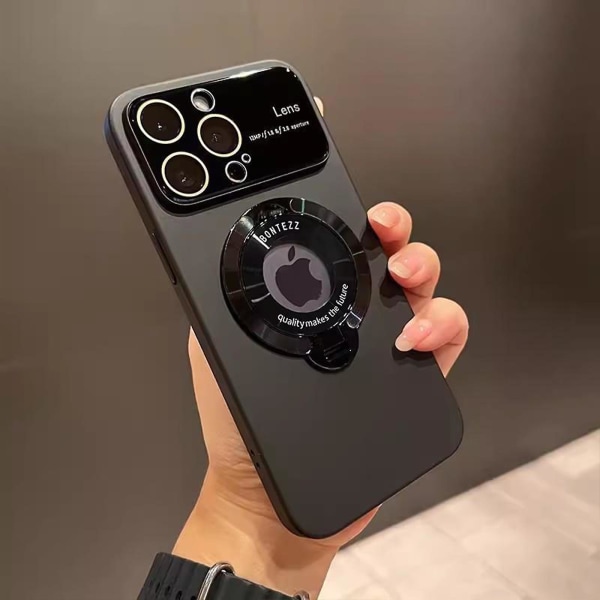 Case kompatibelt med Iphone 15 Pro Max/15 Pro, Matt PC Stort phone case med läckageetikett magnetiskt fäste Black For iPhone 15 Pro