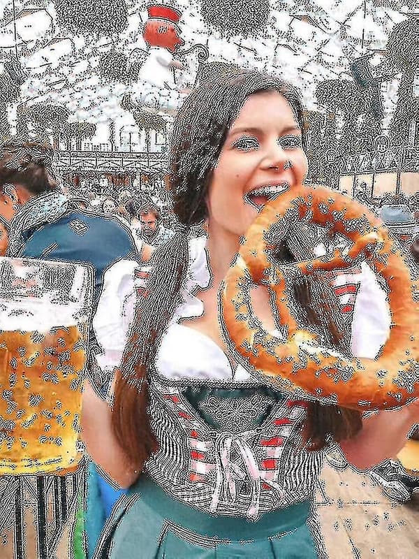 Ny dam Dirndl bayersk damtraditionell klänning öl flicka klänning blus förkläde Gray Blue S