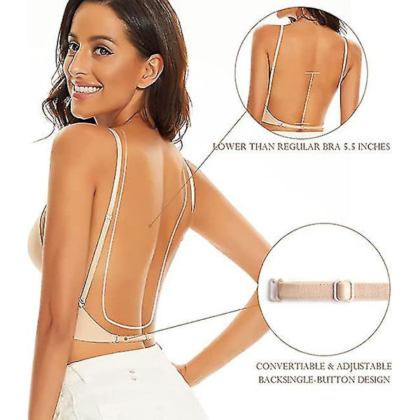 Låg rygg behåar för kvinnor - Seamless Wire Free Bralette rygglösa BH Skin 2XL