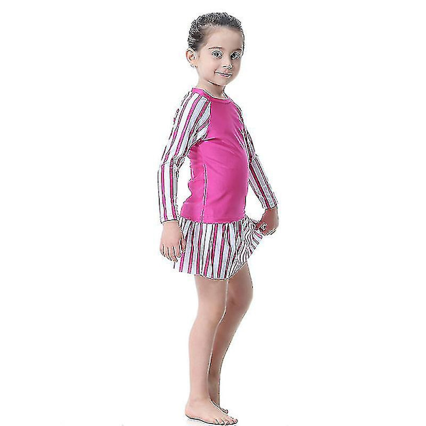 Barn Flickor Badkläder Klänning Mu Islamiska Beachwear Burkini Baddräkt Set Rose Red 9-10 Years