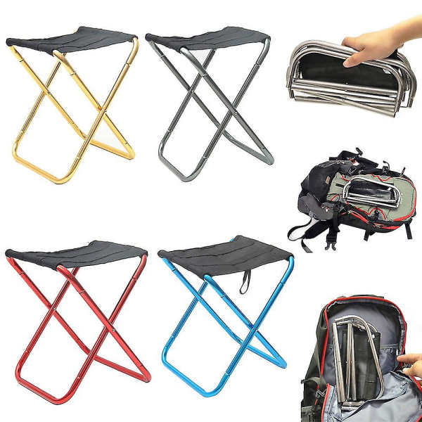 Fällbar campingpall Fällbar pall Utomhuscampingpall Sitt Slappstol Resa Fiske Vandring Trädgård Strand Blue