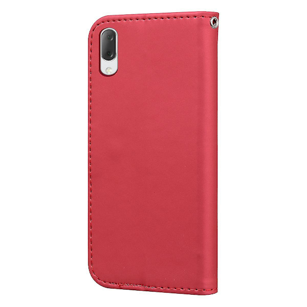 Bear Pattern Phone case för Sony Xperia L3 med korthållare, rem, Pu-lädermaterial, plånboksfunktion, hörnfallskydd Red
