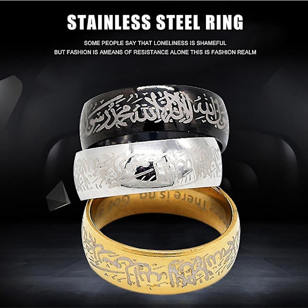 Nyhet Koranen meddelanderingar för titan stål fingerring islamisk arabisk gud ring Silver 8
