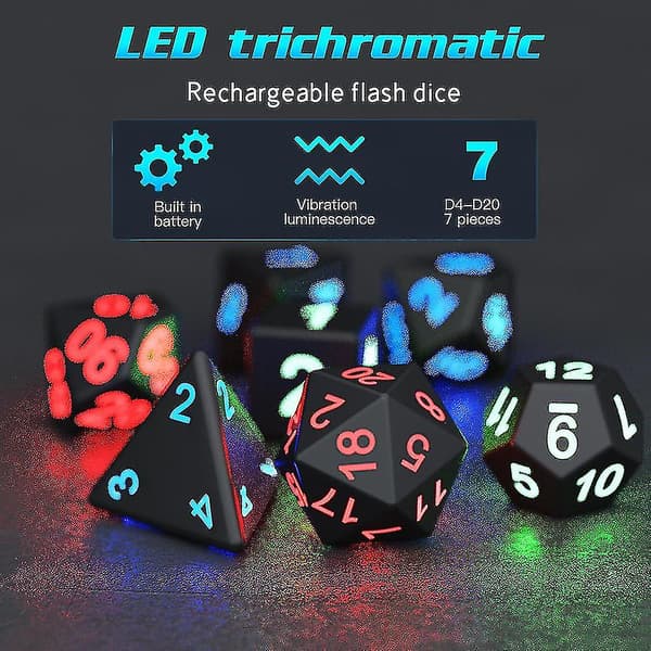 7 st/ set Den elektroniska tärningen Glow Led tärningar Magic Trick Pixels Dnd Board Rollspel Mtg Bordsspel null none