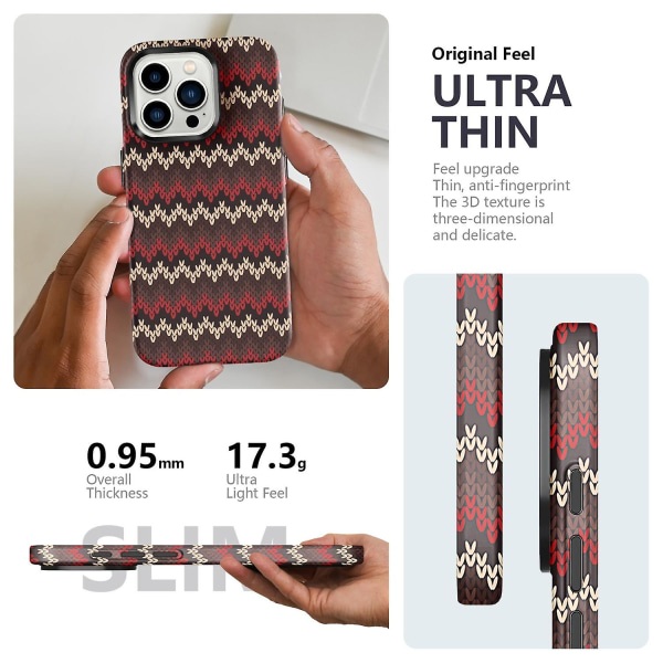 Textile Texture Matt Case för iPhone 15 Red