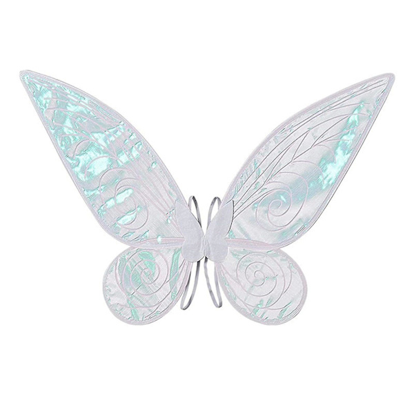 Butterfly Fairy Wings Rekvisita Dress Up Glittrande Halloween-kostym Slitstark För Barn Flickor Dam Fest 19*24in White