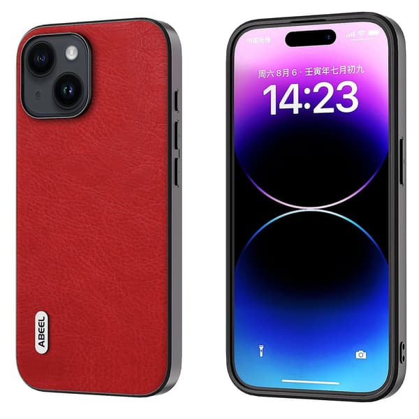 ABEEL Retro Litchi Texture Case för iPhone 15 Blue