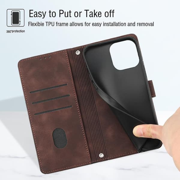 Hudkänsla PU- case för iPhone 15 Brown