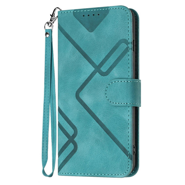 Line Pattern PU case för iPhone 15 Light blue