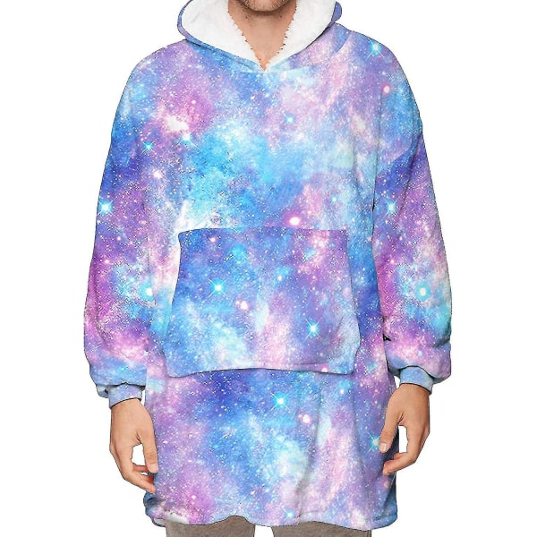 Filt Hoodie Fluffy Fleece Hoodie Filt För Dam Galaxy - Blue One Size