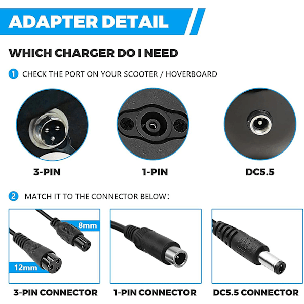 42v 2a Chargeur De Batterie Adaptateur Secteur Pour Trottinette Lectrique Quilibrage Vlo Dc Chargeur Universel 5,5 mm X 2,1 mm / 5,5 mm X 2,5 mm null none