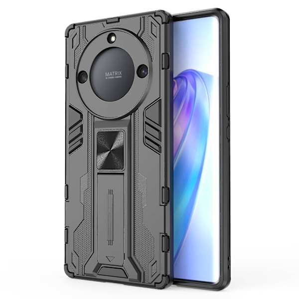 For Honor Magic 5 Lite 5g /x40 5g / X9a 5g Kickstand Phone case Dropsäkert hård PC Mjuk Tpu Hybrid Cover Black