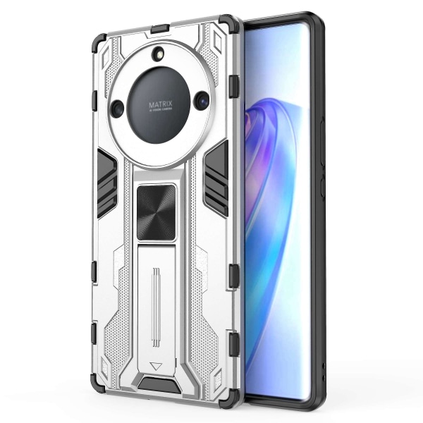For Honor Magic 5 Lite 5g /x40 5g / X9a 5g Kickstand Phone case Dropsäkert hård PC Mjuk Tpu Hybrid Cover Silver