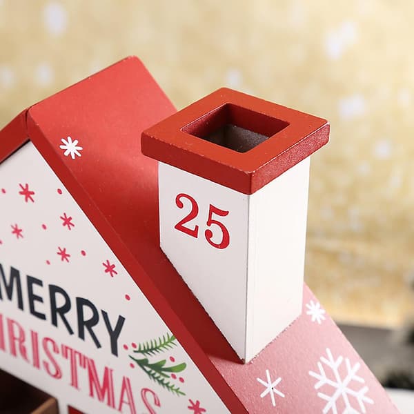 Julkalender i trä med 24 lådor - Julhus för bord - 24 dagar null none