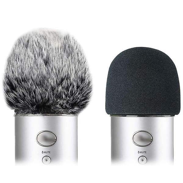 Furry Windshield Skummikrofon Vindruta-för Blue Yeti, Blue Yeti Pro USB Microphone Windshield black  gray none