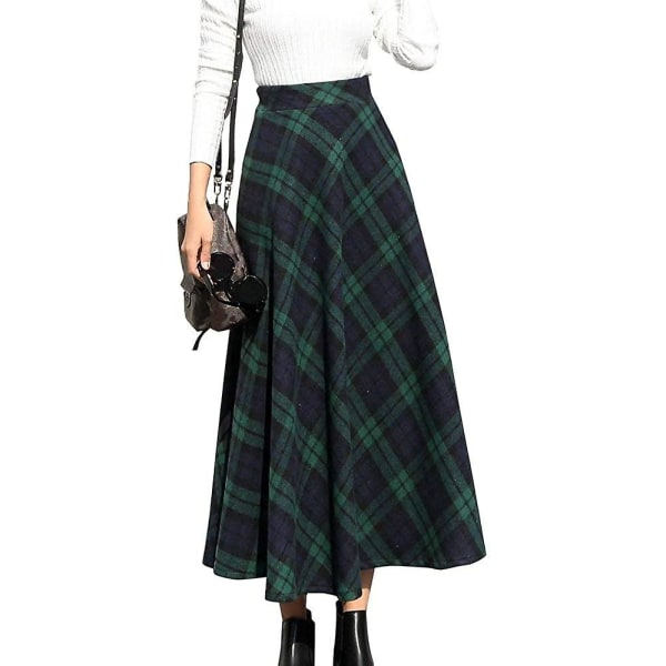 Dam Maxikjolar Tartan Ull Lång Varm med resår i midjan Plus Size